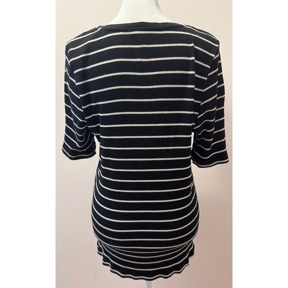 EILEEN FISHER Shortsleeve Striped Tencel Tunic Midweight Shirt Size XL - Picture 3 of 5